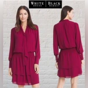 White House Black Market Women's Burgundy Layered Dress, Size X-Small